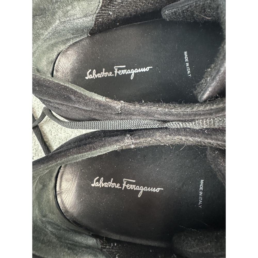 Salvatore Ferragamo Shoes Mens Size 12 Black Suede Lace Up Casual Italy Sneakers - Picture 3 of 10
